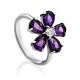 Chic Amethyst Flower Ring, Ring Size: 8 / 18, image 