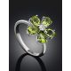 Luminous Floral Design Silver Chrysolite Ring, Ring Size: 5.5 / 16, image , picture 2
