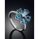 Floral Design Silver Topaz Ring, Ring Size: 6.5 / 17, image , picture 2