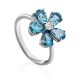 Floral Design Silver Topaz Ring, Ring Size: 6.5 / 17, image 
