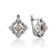 Ornate Silver Pearl Earrings With Crystals, image 