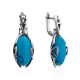 Bright Silver Reconstituted Turquoise Earrings, image 