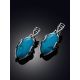 Bright Silver Reconstituted Turquoise Earrings, image , picture 2