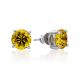 Bright Yellow Crystal Stud Earrings, image 