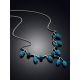 Floral Motif Silver Reconstituted Turquoise Necklace, image , picture 2
