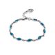 Refined Silver Reconstituted Turquoise Link Bracelet, image 