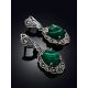 Flawless Silver Reconstituted Malachite Dangle Earrings The Lace, image , picture 2