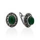 Classy Silver Reconstituted Malachite Earrings The Lace, image 
