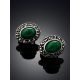 Classy Silver Reconstituted Malachite Earrings The Lace, image , picture 2
