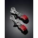 Exquisite Silver Reconstituted Coral Earrings The Lace, image , picture 2