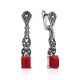 Exquisite Silver Reconstituted Coral Earrings The Lace, image 