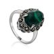 Vintage Style Silver Reconstituted Malachite Ring The Lace, Ring Size: 5.5 / 16, image 