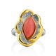 Floral Design Gilded Silver Coral Ring, Ring Size: 7 / 17.5, image , picture 4