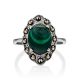 Vintage Style Silver Reconstituted Malachite Ring The Lace, Ring Size: 5.5 / 16, image , picture 4