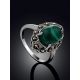 Vintage Style Silver Reconstituted Malachite Ring The Lace, Ring Size: 8 / 18, image , picture 2