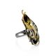 Handcrafted Amber Ring In Gold-Plated Silver The Rialto, Ring Size: Adjustable, image 