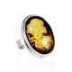 Lemon Amber Cameo Ring In Sterling Silver The Nymph, Ring Size: Adjustable, image 