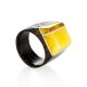 Handcrafted Brazilwood Ring With Honey Amber The Indonesia, Ring Size: 8 / 18, image 