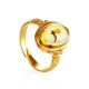 Amber With Inclusions Ring In Gold Plated Silver The Clio, Ring Size: Adjustable, image 