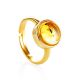 Amber Gold Plated Ring With Inclusions The Clio, Ring Size: Adjustable, image 