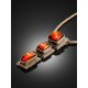 One-Of-A-Kind Leather Necklace With Luminous Amber Stones, image , picture 2