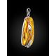 Floral Motif Silver Amber Pendant, image , picture 3