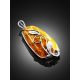 Floral Motif Silver Amber Pendant, image , picture 2