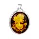 Lemon Amber Cameo Brooch In Sterling Silver The Nymph, image 
