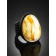 Fabulous Leather Bracelet With Natural Amber Centerstone, Ring Size: Adjustable, image , picture 2
