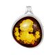 Lemon Amber Cameo Brooch In Sterling Silver The Nymph, image 