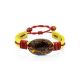 Yellow Leather Tie Bracelet With Green Amber The Copacabana, image 