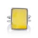 Bold Geometric Silver Amber Ring The Palazzo, Ring Size: Adjustable, image , picture 3