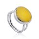 Geometric Silver Amber Ring The Palazzo, Ring Size: Adjustable, image 
