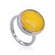 Minimalist Design Silver Amber Ring The Palazzo, Ring Size: 7 / 17.5, image 