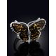 Butterfly Design Silver Amber Ring, Ring Size: Adjustable, image , picture 2
