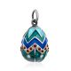 Bright Silver Enamel Egg Shaped Pendant The Romanov, image 