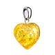 Glossy Lemon Amber Heart Pendant, image , picture 3