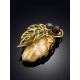 Floral Motif Amber And Pearl Brooch, image , picture 2