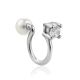 Trendy Silver Ear Cuff With Crystal And Pearl the Palazzo, image 