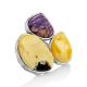 Designer Amber Charoite Cocktail Ring The Bella Terra, Ring Size: Adjustable, image 