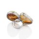 Boho Style Silver Amber Cocktail Ring The Bella Terra, Ring Size: Adjustable, image , picture 3