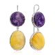 Designer Amber Charoite Mismatched Earrings The Bella Terra, image 