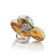 Fashionable Silver Amber Cluster Ring The Bella Terra, Ring Size: Adjustable, image , picture 4