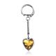 Natural Amber Heart Locket Keychain, image 