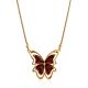 Chic Butterfly Motif Amber Pendant Necklace, image 