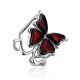 Fabulous Butterfly Motif Amber Adjustable Ring, Ring Size: 7 / 17.5, image 