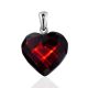 Cute Faceted Cherry Amber Heart Pendant, image 
