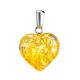 Glossy Lemon Amber Heart Pendant, image 