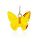 Tiny Amber Butterfly Pendant, image 