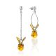 Stylish Asymmetric Amber Chain Earrings The Bee, image 